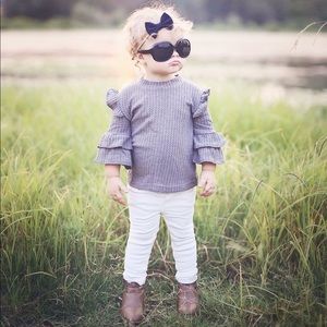 Grey Bell Sleeve Top